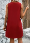 Kadın Askılı V Yakalı Geniş Kesim Detaylı Kısa Janjan Krep Elbise