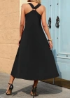 Kadın Askılı V Yakalı Halka Detaylı Maksi Boy Viskon Elbise