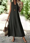 Kadın Askılı V Yakalı Uzun Elbise