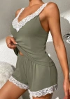 Kadın Askılı V Yakalı Viskon Bluz Ve Short Gecelik Takım