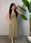 Kadın Askılı Yuvarlak Yaka üprem Kumaş Elbise