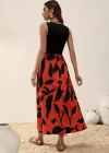 Kadın Askılı Yuvarlak Yaka üst Viskon Alt Desenli Uzun Süprem Elbise