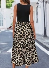Kadın Askılı Yuvarlak Yaka üst Viskon Alt Leopar Desenli Süprem Uzun Elbise