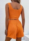 Kadın Askılı Yuvarlak Yakalı Burgu Krop Ve Bluz Short Ikili Takım