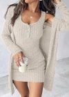 Kadın Askılı Yuvarlak Yakalı önü Düğmeli şardonlu Kaşkorse Mini Elbise Ve Kısa Ceket