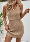 Kadın Askılı Yuvarlak Yakalı Triko Elbise
