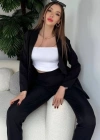 Kadın Atlas Kumaş Ceket Pantolon Takım
