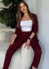 Kadın Atlas Kumaş Ceket Pantolon Takım
