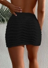 Kadın Bağcıklı Mini Triko Etek