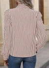 Kadın Balon Kol Pamuk Polyester Kumaş çizgili Gömlek