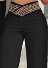 Kadın Belde Kruvaze Ve Ribana Detay Ispanyol Paça Ithal Krep Pantolon
