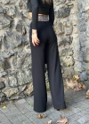 Kadın Belde Kruvaze Ve Ribana Detay Ispanyol Paça Ithal Krep Pantolon