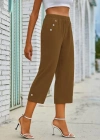 Kadın Beli Lastikli Düğme Ve Cep Detaylı Kapri Ithal Keten Pantolon