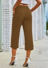 Kadın Beli Lastikli Düğme Ve Cep Detaylı Kapri Ithal Keten Pantolon