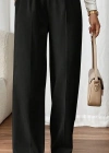 Kadın Beli Lastikli Düğmeli Ithal Krep Pantolon