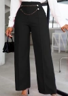Kadın Beli Zincir Detaygeniş Paça Ithal Krep Pantolon