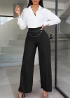 Kadın Beli Zincir Detaygeniş Paça Ithal Krep Pantolon