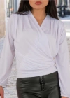 Kadın Beyaz Kruvaze Yaka Sandy Bluz