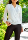 Kadın Beyaz Kruvaze Yaka Sandy Bluz