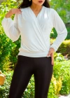 Kadın Beyaz Kruvaze Yaka Sandy Bluz