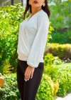 Kadın Beyaz Kruvaze Yaka Sandy Bluz