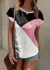 Kadın Bisiklet Yaka üç Renk Viskon Tshirt