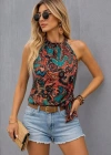 Kadın Boyundan Halkalı Reglan Kollu Yandan Bağcıklı Desenli Süprem Bluz