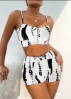 Kadın Büzgü Detay Askılı Crop Mini Tayt Ikili Takım