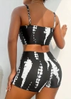 Kadın Büzgü Detay Askılı Crop Mini Tayt Ikili Takım