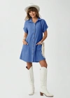 Kadın Cep Detay üslin Kumaş ini Gömlek Elbise