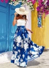 Kadın çiçek Baskılı axi Boy Süprem Etek