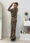 Kadın Dalgıç Kumaş Leopar Baskılı Yan Dekolte Detaylı Elbise