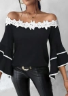 Kadın Dantel Detay Madonna Yaka Ispanyol Kol Fırsat ürün Bluz