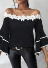 Kadın Dantel Detay Madonna Yaka Ispanyol Kol Fırsat ürün Bluz