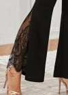 Kadın Dantel Eklemeli Ispanyol Paça Scuba Tayt Pantalon