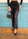 Kadın Derin Simli Tül Detay Ispanyol Paça Dalgıç Pantolon
