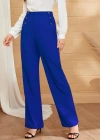 Kadın Düğme Detay Bol Paça Ithal Krep Pantolon