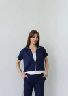 Kadın Fermuarlı Taş Ve şerit Detaylı Ikili Takım