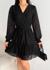 Kadın Fırsat ürünü Kruvaze Yaka Güpürlü Mini Elbise