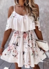 Kadın Gül Desenli Mikro Kumaş Mini Elbise