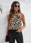 Kadın Halter Yaka Dijital Baskılı Mikro Kumaş Bluz
