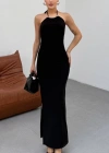 Kadın Halter Yaka ırt Dekolteli andy Kumaş axi Boy Elbise