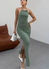 Kadın Halter Yaka ırt Dekolteli andy Kumaş axi Boy Elbise