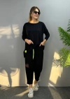 Kadın Iki Iplik Viskon Pamuk Kumaş Arma Detaylı Ikili Takım