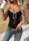 Kadın Ip Askılı Göğüsten Bağcıklı Leopar Desen Detaylı Viskon Bluz