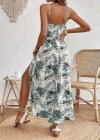 Kadın Ip Askılı V Yakalı Bel Güpür çiçek Desenli Yandan Yırtmaçlı Maksi Süprem Elbise