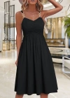 Kadın Ip Askılı V Yakalı Kısa Viskon Elbise