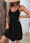 Kadın Ip Askılı V Yakalı Kısa Viskon Elbise