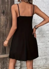 Kadın Ip Askılı V Yakalı Kısa Viskon Elbise