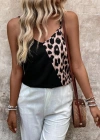 Kadın Ip Askılı V Yakalı Leopar Desenli Viskon Bluz